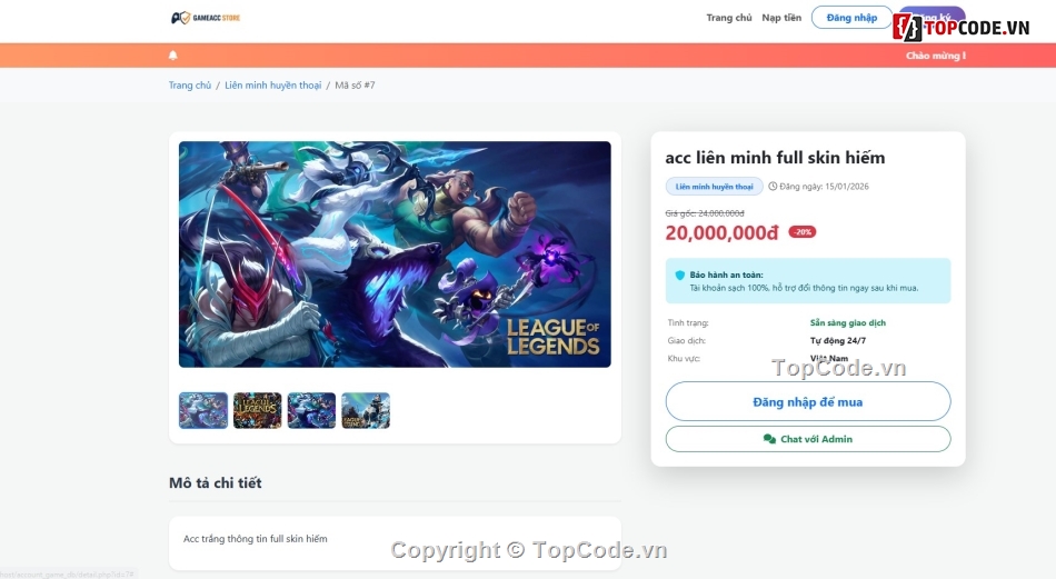 Web game,bán tài khoản,giao diện game,Website game